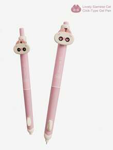 2pcs Funny Siamese Cat Retractable Ballpoint Pens, Blinking Cat Clickable Pens, Cute Expression-Changing Pens, High-Quality, Quick-Drying, Smooth Writing For Studying, 0.5mm Cute Quick-Drying Ergonomic Pens, Creative Cat Expression Switching Ballpoint Pens - Default - View 12