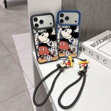 This Disney Mickey Mouse Pattern Lanyard Phone Case Features A Strong Magnetic Closure And Full Coverage Of Acrylic And TPU Material. It's Shockproof, Lightweight, And Suitable For IPhone17/16/11/13/15/15 Plus/15 Pro/15 Pro Max/12/14 Pro Max/11 Pro Max/12 Pro/12 Pro Max/13. It's A Popular Birthday Gift, Business Gift, Durable, Stain-Resistant, And Fingerprint-Resistant New Phone Case For Men And Women. It Also Includes A Mickey Mouse Phone Case And Mickey Mouse Doll Bracelet. Compatible With SamsungGalaxy S20, S21, S22, S23, And S24 Series. It's The Perfect Gift For Friends And Family. This Stylish Phone Case Is Fun, Lightweight, And Durable. IPhone17 Pro Max Phone Case, Minnie Phone Case. - 黑色 - 查看 2