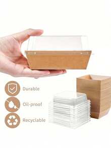 5/10/20pcs Dessert Boxes With Transparent Lids, Meat Platter Boxes, Grease-Proof Kraft Paper, White & Pink Kraft Paper Baking Boxes, Suitable For Cookies, Macarons, Cakes, Sandwiches, Great For Weddings, Parties, Special Occasions, Thanksgiving, Halloween, Christmas, Autumn Gifts And Decorations - Multicolor - View 9
