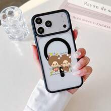 マグネット式黄ばみ防止 | 高級感あふれる2in1アクリルマグネット式スマホケース！スタイリッシュで手触りも良く、実用的な保護機能とマグネット式・耐衝撃設計を融合させた、高級感あふれるケースです。 双子キャラクターケース  11  17e 手机壳  17e 手机壳 家族、恋人、友人、そして子供たちへのプレゼントに最適です。  17e/17 Pro Max/12 Pro/11 Pro/16/12/ 13 pro/15 Plus/15/Apple  Air/15 Pro/17/16 Pro/17 Pro/14 Plus/12 Pro Max/16 Plus/14 Pro Max/14/13/16e/16 Pro Max/11 Pro Max/15 Pro Max/14 Pro/13 Pro Max - ブラック - チェックする 18