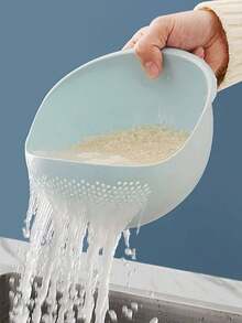 1pc Kitchen Rice Washing Strainer, Fine Mesh Colander Rinse Basket, Household Vegetable Fruit Washing Bowl - Multicolor - View 5