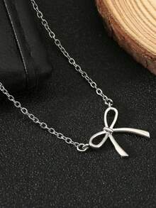 1 pieza Collar con colgante de lazo minimalista y elegante, adecuado para uso diario, gran regalo para mujeres, amigos o parejas - collar de arco - Ver 7