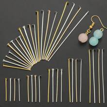 100个20mm/24mm/30mm/40mm/50mm混合尺寸平底别针，适用于DIY手链、串珠、耳钩、珠宝连接器、珠宝制作配件、耳环配件 - 平底針 - 查看 1