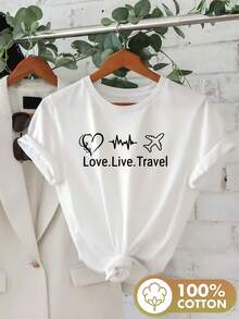- Short-Sleeved, Crew-Neck Shirt With A Pure Print, Featuring The Design "Summer Life Three Chapters Love Life Travel" - YGW - White - View 6