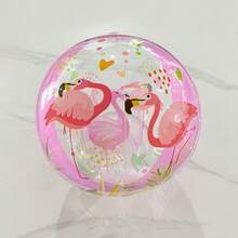 1pc Transparent Inflatable Ball, PVC Colorful Transparent 3D Beach Ball, Inflatable Pool Toy, Flamingo, Octopus, Dinosaur, Wave Unique Pool Ball, Underwater Party Decor, Suitable For Family Gathering, Party, Pool - Multicolor - View 3