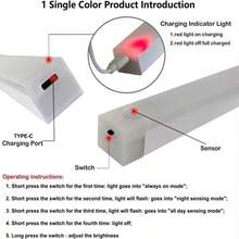 Motion Sensor LED Light Bar USB-C Rechargeable Magnetic Night Lamp For Bedroom Wardrobe Cabinet - 30cm - View 4