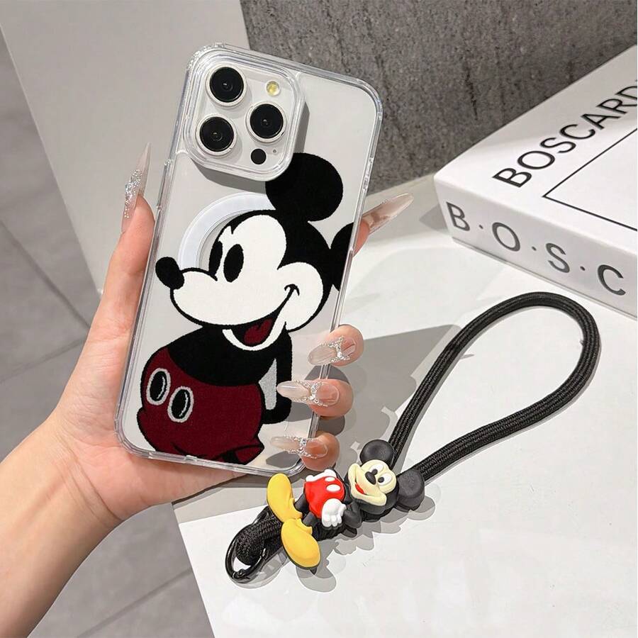 This Disney Mickey Mouse Pattern Lanyard Phone Case Features A Strong Magnetic Closure And Full Coverage Of Acrylic And TPU Material. It's Shockproof, Lightweight, And Suitable For IPhone17/16/11/13/15/15 Plus/15 Pro/15 Pro Max/12/14 Pro Max/11 Pro Max/12 Pro/12 Pro Max/13. It's A Popular Birthday Gift, Business Gift, Durable, Stain-Resistant, And Fingerprint-Resistant New Phone Case For Men And Women. It Also Includes A Mickey Mouse Phone Case And Mickey Mouse Doll Bracelet. Compatible With SamsungGalaxy S20, S21, S22, S23, And S24 Series. It's The Perfect Gift For Friends And Family. This Stylish Phone Case Is Fun, Lightweight, And Durable. IPhone17 Pro Max Phone Case, Minnie Phone Case. - 無色 - 查看 1