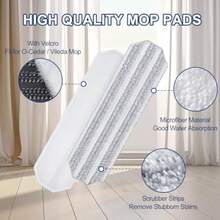 Mop Pa Replacemen Compate Wit 2 Flat Mop Stem Replace Mop Ea  Mop Macine Wasable Reusable Microfir Pad Refills  Floor Cleaning 6 Pack - 6 件裝 白灰色 - 查看 4