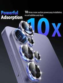 1 pieza Protector de lente de cámara de aleación de diamantes brillantes compatible con Samsung Galaxy S26 Ultra, anti-arañazos, ultra claro, adhesivo fuerte, protector de lente de cámara de vidrio templado de aleación de aluminio metálico, accesorios para teléfonos, compatible con fundas para teléfonos, regalo del Día de la Madre con brillo morado - Morado - Ver 2