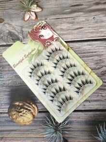 1 Hộp 5 Cặp Mi Giả Màu Máu Tự Nhiên, Thân Trong Suốt, Đầu Dày, Kiểu Mắt Mèo Manga - màu đen - Xem 4