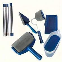[6pcs Paint Roller Set] 6pcs Innovative Paint Roller Set, Multi-Functional Home Commercial Paint Set With Paint Filling Roller, Angle Cutter, Easy-To-Dump Pot And Extension Rod- Drip-Free Inner And Outer Paint Smear Tool, Plastic - Blue (6-piece Set) - View 10