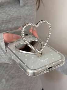Ốp lưng điện thoại trong suốt đính kim cương lấp lánh hình trái tim, họa tiết sóng chấm bi, tương thích với iPhone 17 Pro Max 17 Pro 17 16 Pro Max 16 Pro 16 15 Pro Max 15 Pro Max 15 Pro 15 14 Pro Max 14 Pro 14 13 Pro Max 13 Pro 13 12 Pro Max 12 Pro 12 11 Dễ thương và cá tính - Trái tim tình yêu nhỏ bé - Xem 1