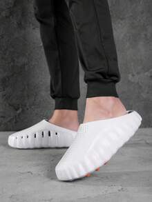 Men's Minimalist Solid Color Soft Bottom Comfortable Slippers, Lightweight Breathable Beach & Pool Slides - White - View 5