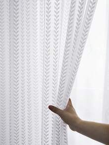 1pc Modern Minimalist Wheat Ear Jacquard Sheer Curtain, Translucent For Living Room, Balcony, Floor-To-Ceiling Window - White - View 6