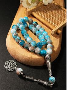 1 chiếc vòng tay chuỗi hạt cầu nguyện đơn sợi bằng thủy tinh màu xanh nhạt, 33 hạt, dành cho cả nam và nữ, kiểu dáng tối giản, thích hợp đeo hàng ngày cho người Hồi giáo. - Nhiều màu - Xem 5