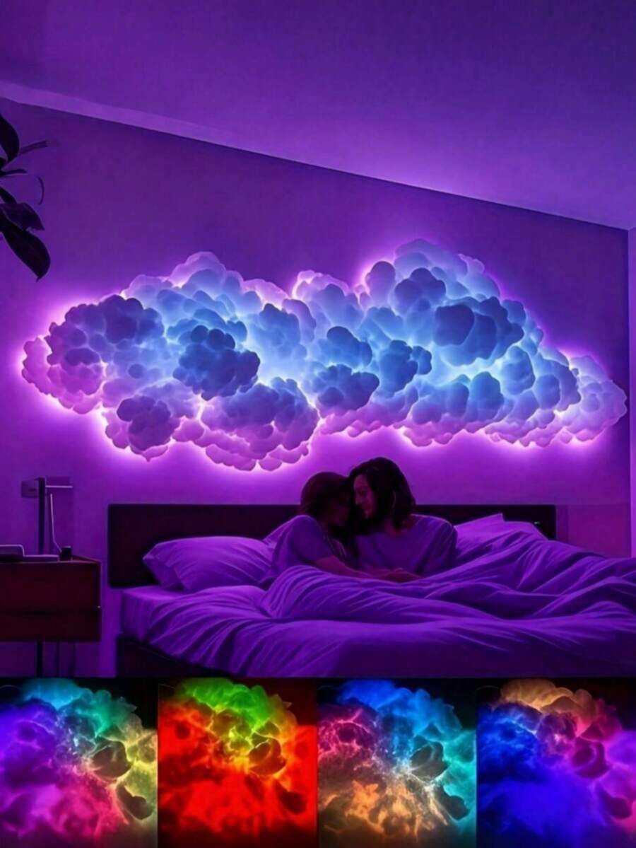 Best-Selling USB Cloud Lightning Lamp - Remote Control And Voice Control LED DIY Atmosphere Light Suitable For Gaming Room | Customizable Shape, Multi-Scene RGB Color Change Decoration (Gaming Room/Holiday Decoration/Room Decoration/Advertising Display) - White - View 1