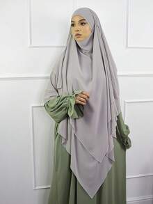 1件装女士三层雪纺头巾，甜美温柔，时尚优雅，四季皆宜，方便实用，是日常外出、祈祷、聚会和休闲穿着的理想之选。 - 淺灰色 - 查看 2