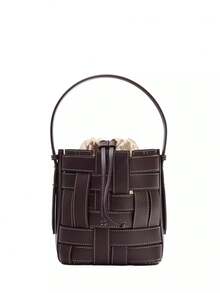 Bolso de cubo de mujer con cordón tejido, bolso de hombro cruzado - Nuevos Lanzamientos de Verano 2026 - Café - Ver 6