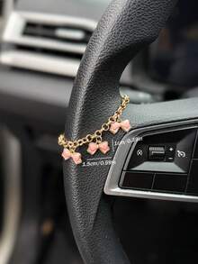 1pc Butterfly Bow Love Car Steering Wheel Decorative Chain Female Interior Decoration Accessories - A - View 5