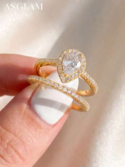 1 chiếc mặt dây chuyền hình giọt nước thanh lịch bằng bạc 925, khảm vàng và đá Zirconia trắng, thích hợp làm quà tặng kỷ niệm/sinh nhật.