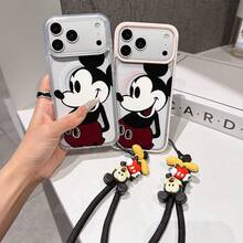 This Disney Mickey Mouse Pattern Lanyard Phone Case Features A Strong Magnetic Closure And Full Coverage Of Acrylic And TPU Material. It's Shockproof, Lightweight, And Suitable For IPhone17/16/11/13/15/15 Plus/15 Pro/15 Pro Max/12/14 Pro Max/11 Pro Max/12 Pro/12 Pro Max/13. It's A Popular Birthday Gift, Business Gift, Durable, Stain-Resistant, And Fingerprint-Resistant New Phone Case For Men And Women. It Also Includes A Mickey Mouse Phone Case And Mickey Mouse Doll Bracelet. Compatible With SamsungGalaxy S20, S21, S22, S23, And S24 Series. It's The Perfect Gift For Friends And Family. This Stylish Phone Case Is Fun, Lightweight, And Durable. IPhone17 Pro Max Phone Case, Minnie Phone Case. - 粉色 - 查看 3