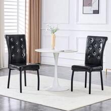A Set Of 2 Soft, Black Retro Crocodile Leather Seats With Crystal Clasps And Faux Leather, Adding A Touch Of Elegance To The Dining Area. - Black - View 3