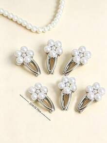 10pcs Girls' Minimalist Fresh Floral Crystal Hair Clips - White - View 6