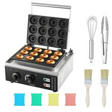Máquina Eléctrica para Hacer Donuts, Máquina Comercial para Donuts de 1550 W con Superficie Antiadherente, Máquina para Gofres con Calefacción de Doble Cara de 12 Orificios Hace 12 Donuts, Temperatura 122-572 ℉, para Restaurante y Uso Doméstico - 1550 W - Ver 9