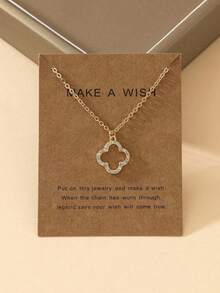 1 pièce Collier élégant à trèfle à quatre feuilles à la mode pour femme, collier pendentif de style nature minimaliste de luxe, convient pour le port quotidien, les vacances, les fêtes et les cadeaux pour les amis - Doré - Voir 4