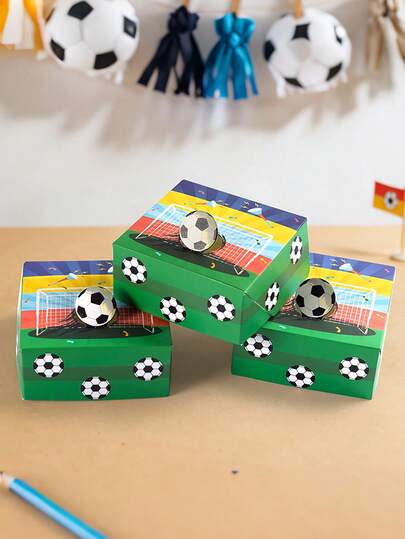 10 hộp quà bóng đá, hộp giấy kraft đen trắng chủ đề World Cup, hộp quà tặng trang trí tiệc bóng đá, đồ dùng trang trí sinh nhật theo chủ đề thể thao.