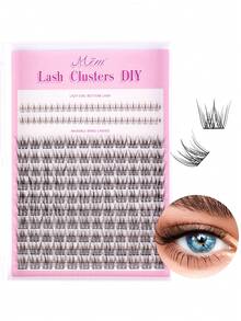 144pcs D-Curl Natural False Eyelashes Set, 8-16mm With 5-6mm Base, Fluffy Natural Lash Clusters, D-Curl Wide DIY Eyelash Extension Kit, Invisible Thin Lashes Included - D - View 2