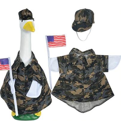 Camouflage Goose Outfit, Fits Large 23" H Statue For Spring Summer Lawn Outdoor Garden Yard Patio Statue Art