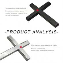 2PCS Metal Christian Cross Emblem Stickers 2.5*1.8in 3D Jesus Christ Auto Emblem Badge Decal Self-Adhesive Styling Cross Decal Decoration For Trunk Tailgate Side Fender Silver - 銀 - 查看 3