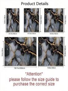 1件灰色和金色大理石纹图案浴帘，现代奢华抽象设计，适用于浴室浴缸，防水面料，带挂钩 - A - 查看 4