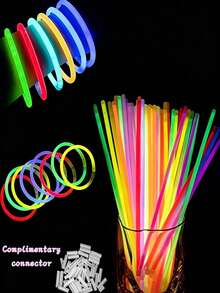 50/100 Peças Bastões Fluorescentes de 8 Polegadas - Opções Multicoloridas, Adequados para Colar, Pulseira DIY, Festa de Aniversário, Casamento, Halloween, Lembrancinhas, Presentes de Ano Novo e Dia dos Namorados - Visão 4