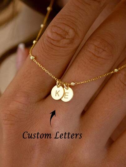 1pc Personalized Initial Necklace, Custom Pendant Jewelry, Mom Necklace, Delicate Letter Jewelry, Initial Necklace, Customizable 1-7 Letters, Custom Letter Necklace, Name Necklace, Women's Necklace, Jewelry Ladies, Mother's Day Gifts, Personalized Gifts