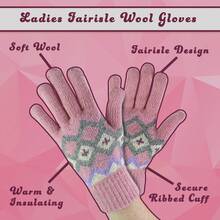 Sock Snob Sock Snob - Ladies Wool Gloves Winter Cute Fairisle Gloves For Cold Weather - Pink - View 4