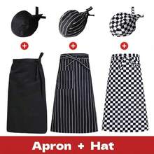 2pcs/Set Celemek dan Topi Koki - Pakaian Kerja Dapur Tahan Lama Cocok Untuk Koki/Pelayan Pria/Wanita - MultiWarna - View 10