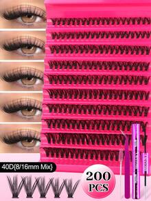 这款180/200片装睫毛嫁接套装（80D+40D）包含假睫毛、胶水和工具，让您在家轻松打造专业级美睫效果。这款专业睫毛嫁接套装助您在家轻松拥有沙龙级美睫。套装包含：DIY仿貂毛假睫毛、强力胶水和精密工具。 - 彩色 - 查看 5