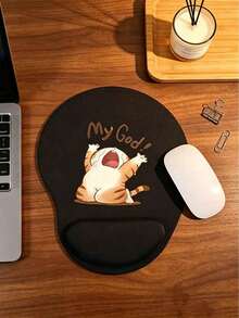 Wrist Support Mouse Pad, Cute Working Cat Pattern Design,Ergonomic Design With Wrist Rest, Faux Leather Mouse Pad,Comfortable Mouse Pad With A Smooth Wrist Support,Computer Desk Mat,Office Keyboard Pad,Desktop Protector,Suitable For Non-Slip Base,Gaming, Anti-Slip, Computers, Laptops, Office, And Home Use,Graduation Season Souvenir,Ideal For Office & Gaming, Perfect Gift For Valentine's Day, Mother's Day - Multicolor - View 5