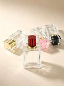 50ml Square Thick Glass Refillable Perfume Spray Bottle, With 4 Color Gold Rim Metal Cap (Red/Black/Pink/Gold), Leak-Proof Fine Mist Travel Size Cosmetic Container, Portable Luxury Perfume Atomizer For Fragrance, Essential Oils, Skincare, Ideal For Travel, Holidays, Birthdays, Gifts For Her/Him - Multicolor - View 1
