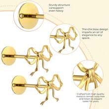 2-Piece Golden Bow Curtain Hook, Wall Mounted Curtain Tieback – Retro Decorative & Storage Hook, Rust Resistant, Easy Install, For Living Room Or Bedroom - Default - View 4