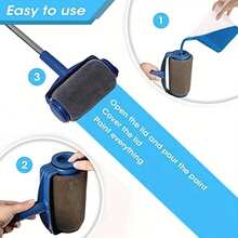 [6pcs Paint Roller Set] 6pcs Innovative Paint Roller Set, Multi-Functional Home Commercial Paint Set With Paint Filling Roller, Angle Cutter, Easy-To-Dump Pot And Extension Rod- Drip-Free Inner And Outer Paint Smear Tool, Plastic - Blue (6-piece Set) - View 4