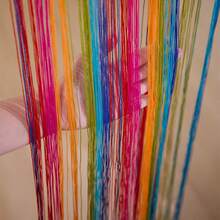 1 tấm rèm trang trí họa tiết đường kẻ mảnh, dùng làm rèm cửa ra vào, vách ngăn phòng khách, phòng ngủ, nhà bếp. - Vàng - Xem 7