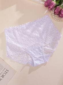 FINETOO 2 chiếc quần lót nữ cạp cao không đường may, ren Pháp, kiểu dáng tối giản gợi cảm. - Đen và trắng - Xem 5
