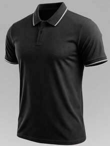 3件組男友風男士輕量透氣跑步健身運動休閒短袖 Polo 衫與條紋 T-shirt 套裝，夏季運動 - 彩色 - 查看 3