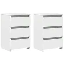 vidaXL 2x Nightstand With 3 Drawers, Bedside Table, Night Console, Night Chest, Bedroom Cabinet, Chest Of Drawers, White, 40x35x62.5cm, Wood Composite - White - View 3