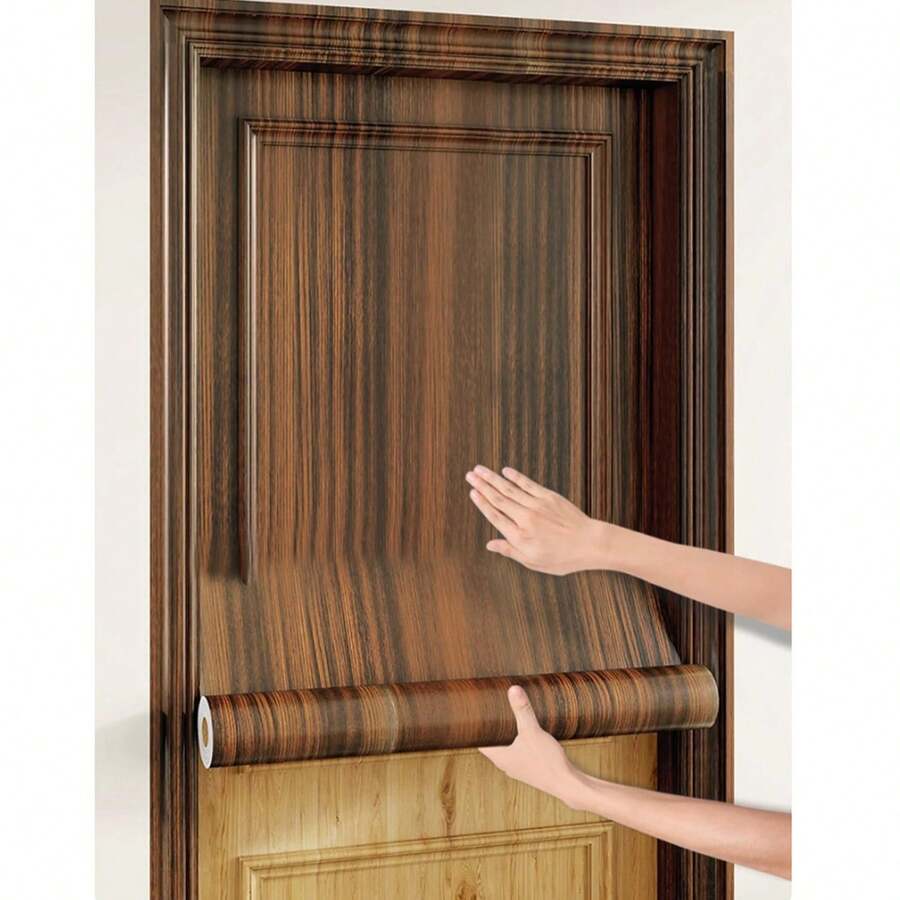 1 Rollo de papel tapiz autoadhesivo de grano de madera de material de vinilo para renovación de gabinetes de cocina, muebles, fondo, decoración de pared de dormitorio y cocina, a prueba de agua y humedad, estilo moderno