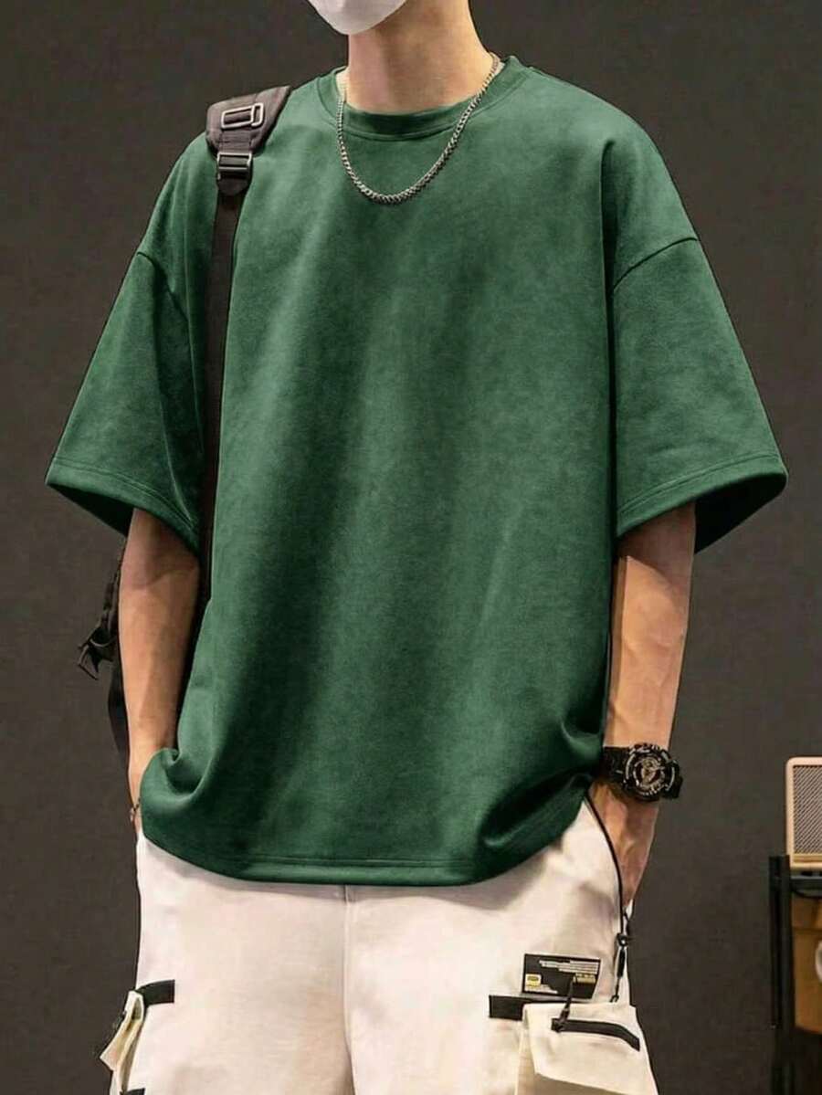 青少年夏季新款字母印花休闲圆领百搭短袖T恤 - 綠色 - 查看 1