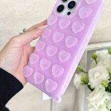 New Fashion Heart-Shaped Glitter Suction Cup Soft Silicone Large Hole Skin-Friendly Phone Case Compatible With IPhone 17 Pro Max, 16 Pro, 15 Pro Max, 14 Pro, 13 Pro Max, Anti-Fall Protective Cover With Lanyard - Multicolor - View 3
